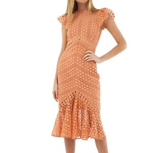 SAYLOR REVOLVE Rouen Lace Peach Midi Dress XS